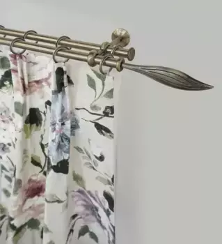 Карниз GARESA "ESPERANCA", 2-х направляющий, желаемая длина, комплект штор в стиле рустик, раздвижной, под утюг, с кольцами 300 см, 16мм, цвет antikmessingfarben