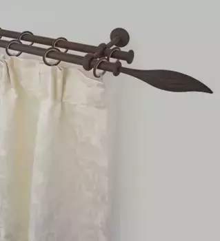 Карниз GARESA "ESPERANCA", 2-х направляющий, желаемая длина, комплект штор в стиле рустик, раздвижной, под утюг, с кольцами 140 см, 16мм, цвет rost