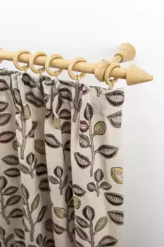 Карниз GARESA "Evi", 1 направляющая, желаемая длина, деревянный комплект для штор, выдвижной, настенный, с кольцами/2 направляющими 300 см, цвет buchefarben