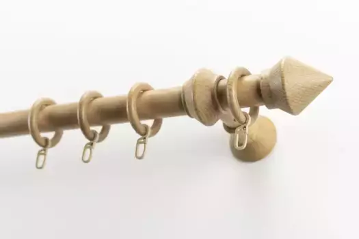 Карниз GARESA "Palmo", 1 направляющая, желаемая длина, комплект для штор из дерева, выдвижной, с кольцами/2 направляющие 2,7х140 см, цвет buchefarben