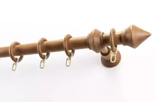 Карниз GARESA "Palmo", 1 направляющая, желаемая длина, комплект для штор из дерева, выдвижной, с кольцами/2 направляющие 2,7х220 см, цвет kirschbaum