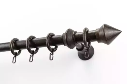 Карниз GARESA "Palmo", 1 направляющая, желаемая длина, комплект для штор из дерева, выдвижной, с кольцами/2 направляющие 2,7х240 см, цвет nussbaum