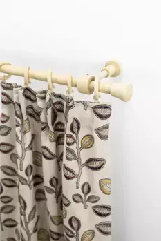 Карниз GARESA "Sandri Full Round, концевая кнопка Reno", 1 направляющая, желаемая длина, комплект штор из дерева, выдвижной, с кольцами 250 см, цвет natur