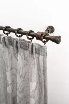 Карниз GARESA "Sandri Full Round, концевая кнопка Reno", 1 направляющая, желаемая длина, комплект штор из дерева, выдвижной, с кольцами 440 см, цвет nussbaum