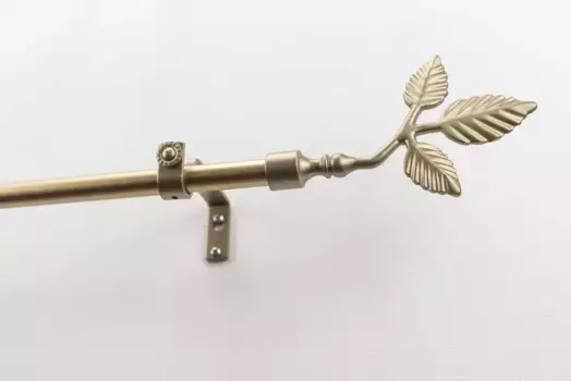 Карниз GARESA "SHEET с открытой опорой", 1 направляющая, желаемая длина, комплект для штор, выдвижной, пуговица с листочками, без колец 270 см, 16мм, цвет mattgoldfarben