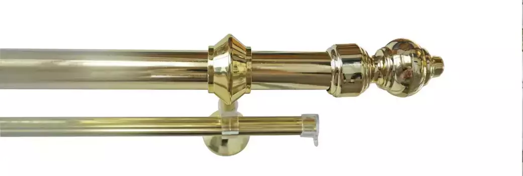 Карниз GARESA "СТАНДАРТ", 2 направляющие, желаемая длина, комплект для штор, пластик, выдвижной, с кольцами/2 направляющие для карнизов 240 см, 28мм, цвет vermessingt