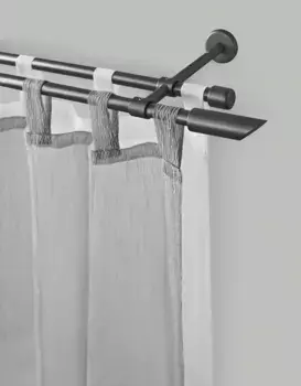 Карниз GARESA "ZYLI", 2 направляющие, желаемая длина, комплект для штор, выдвижной, скошенная кнопка, без колец 310 см, 16мм, цвет graphit