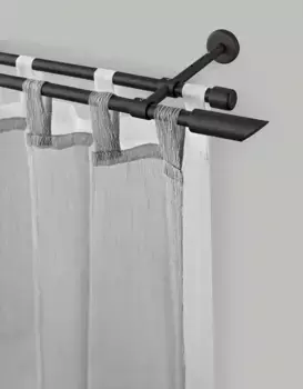 Карниз GARESA "ZYLI", 2 направляющие, желаемая длина, комплект для штор, выдвижной, скошенная кнопка, без колец 290 см, 16мм, черный