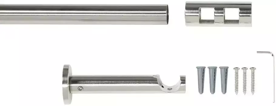 Карниз Good Life "Cartucho", 1 направляющая, фиксированного размера 200 см, 20 мм, цвет edelstahlfarben
