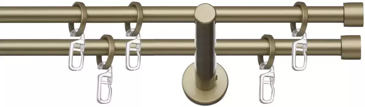 Карниз indeko "Андракс", 2 направляющие, фиксированного размера, полный комплект, включая кольца и крепежный материал 160 см, 12 мм, цвет goldfarben/messingfarben