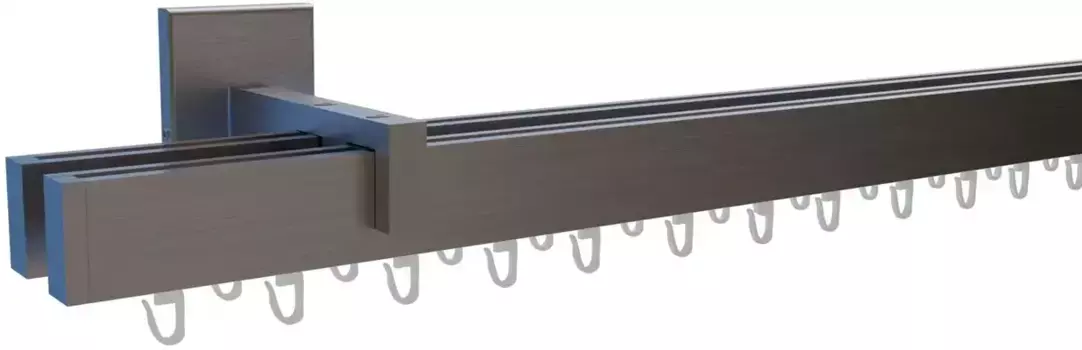 Карниз indeko "Bern", 2 направляющие, желаемая длина, полный комплект внутренней направляющей, включая планеры и крепежный материал 380 см, цвет satin-silberfarben