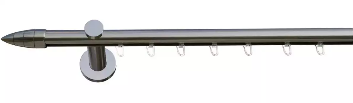 Карниз indeko "Biel", 1 направляющая, фиксированного размера, полный комплект внутренней направляющей, включая планеры и крепежный материал 120 см, 20 мм, цвет edelstahlfarben