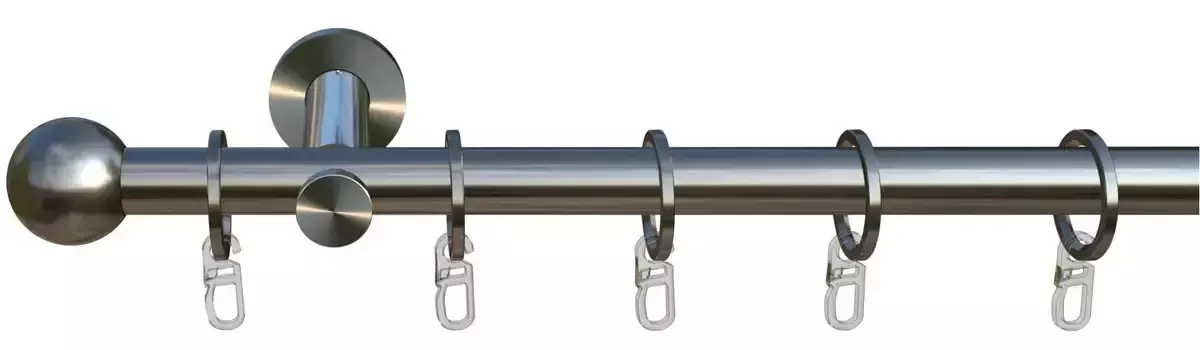 Карниз indeko "Colombes", 1 направляющая, желаемая длина, полный комплект, включая кольца и крепежный материал 310 см, 16мм, цвет edelstahlfarben