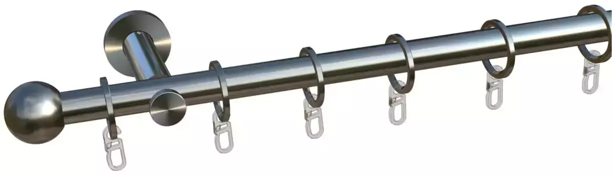 Карниз indeko "Formentor", 1 направляющая, фиксированного размера, полный комплект, включая кольца и крепежный материал 160 см, 16мм, цвет edelstahl-optik