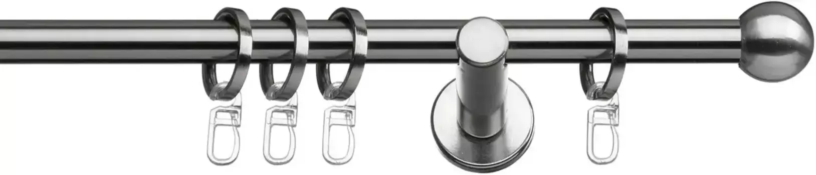 Карниз indeko "Formentor", 1 направляющая, фиксированного размера, полный комплект, включая кольца и крепежный материал 200 см, 12 мм, цвет edelstahlfarben/silberfarben