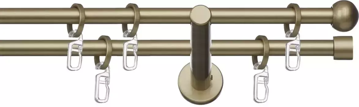 Карниз indeko "Formentor", 2 направляющие, фиксированного размера, полный комплект, включая кольца и крепежный материал 200 см, 12 мм, цвет goldfarben/messingfarben