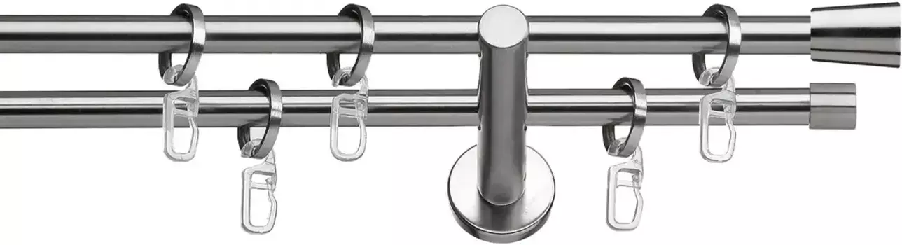 Карниз indeko "Granada", 2 направляющие, фиксированного размера, полный комплект, включая кольца и крепежный материал 240 см, 12 мм, цвет edelstahlfarben/silberfarben