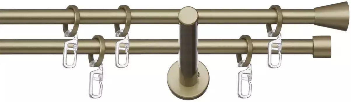 Карниз indeko "Granada", 2 направляющие, фиксированного размера, полный комплект, включая кольца и крепежный материал 160 см, 12 мм, цвет goldfarben/messingfarben
