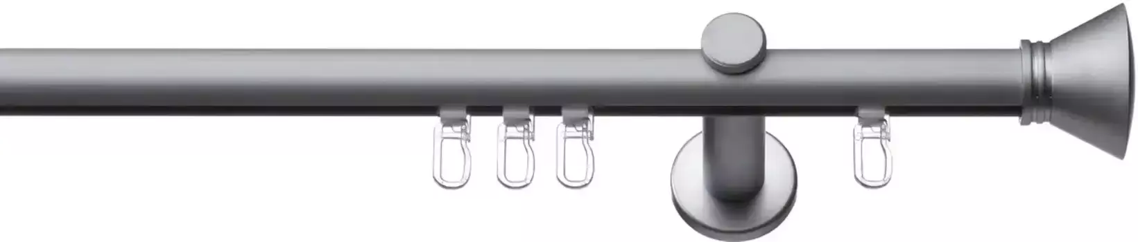 Карниз indeko "Ibiza", 1 направляющая, фиксированного размера, полный комплект внутренней направляющей, включая планеры и крепежный материал 200 см, 16мм, цвет edelstahlfarben/silberfarben