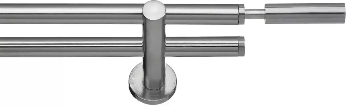 Карниз indeko "Инка", 2 направляющие, фиксированного размера, полный комплект, включая крепежный материал 220 см, 16мм, цвет edelstahlfarben/silberfarben