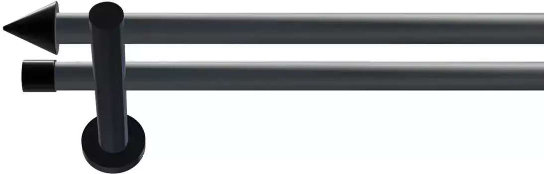 Карниз indeko "Кале", 2 направляющие, желаемая длина, полный комплект, включая крепежный материал 440 см, 20 мм, цвет silber-schwarz