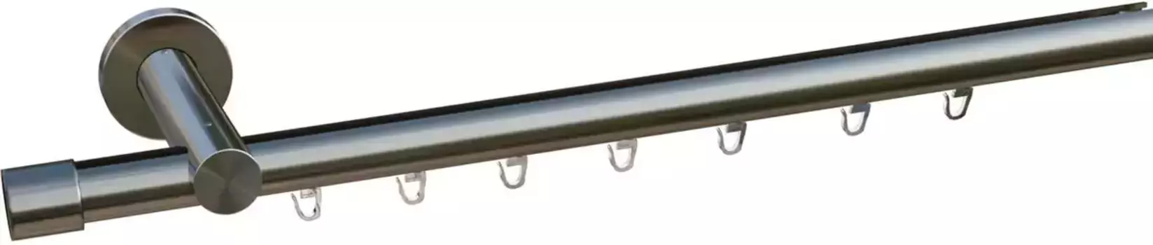 Карниз indeko "Консул", 1 направляющая, желаемая длина, комплект внутренней направляющей, включая планеры и крепежный материал 130 см, 20 мм, цвет edelstahlfarben