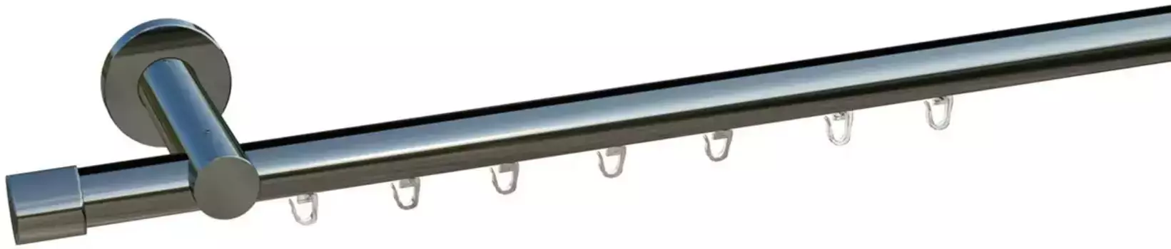 Карниз indeko "Консул", 1 направляющая, желаемая длина, комплект внутренней направляющей, включая планеры и крепежный материал 100 см, 20 мм, цвет chrom-glanz