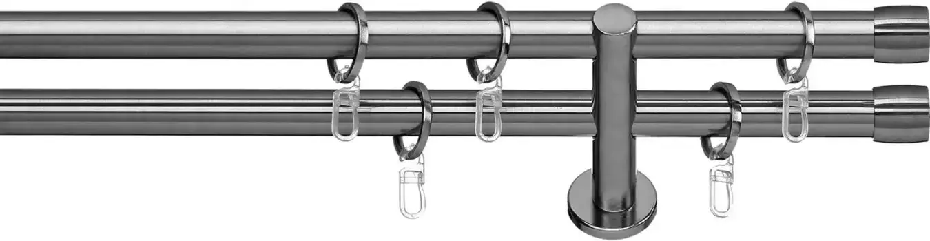Карниз indeko "Linz", 2 направляющие, желаемая длина, полный комплект, включая кольца и крепежный материал 420 см, цвет edelstahlfarben