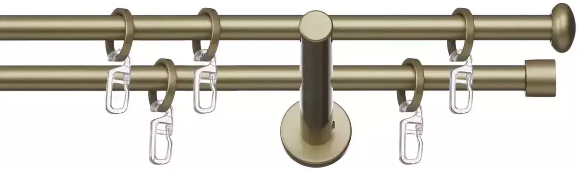 Карниз indeko "Малага", 2 направляющие, фиксированного размера, полный комплект, включая кольца и крепежный материал 120 см, 12 мм, цвет goldfarben/messingfarben