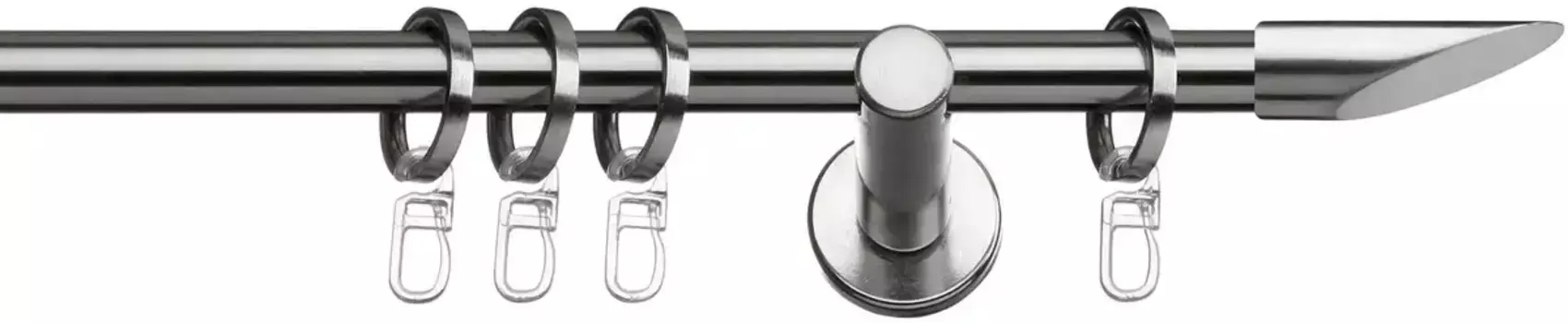 Карниз indeko "Marbella", 1 направляющая, желаемая длина, полный комплект, включая кольца и крепежный материал 240 см, 12 мм, цвет edelstahlfarben/silberfarben