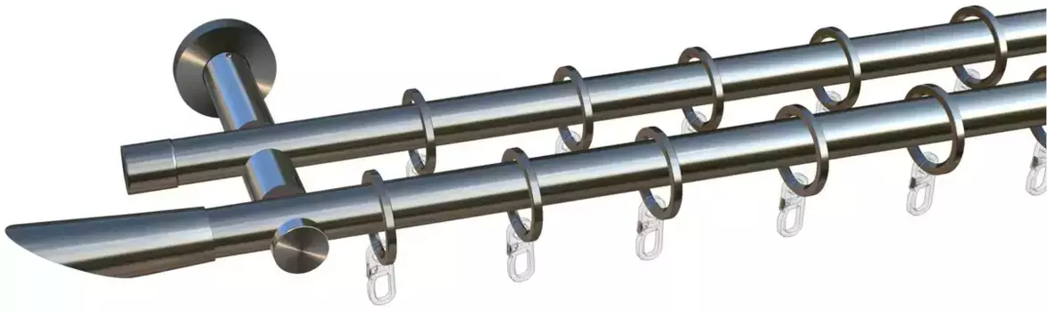 Карниз indeko "Marbella", 2 направляющие, фиксированного размера, полный комплект, включая кольца и крепежный материал 120 см, 16мм, цвет edelstahlfarben