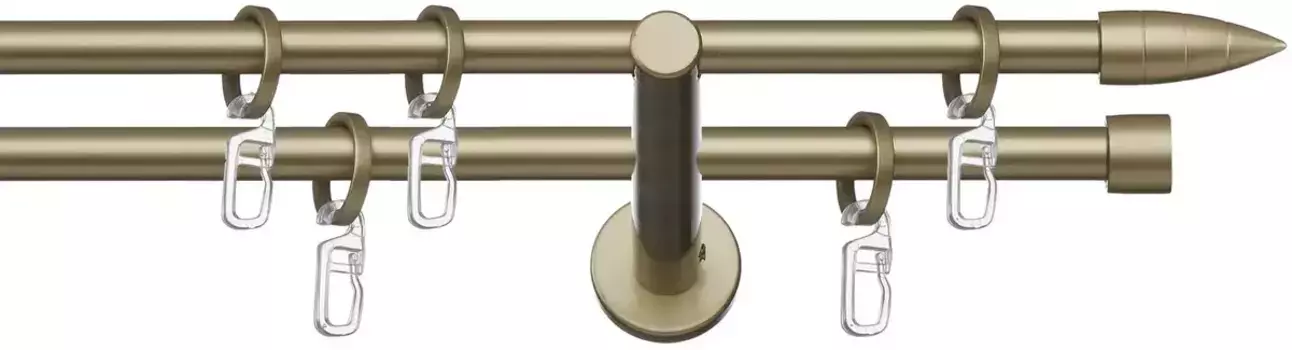 Карниз indeko "Menorca", 2 направляющие, фиксированного размера, полный комплект, включая кольца и крепежный материал 120 см, 12 мм, цвет goldfarben/messingfarben