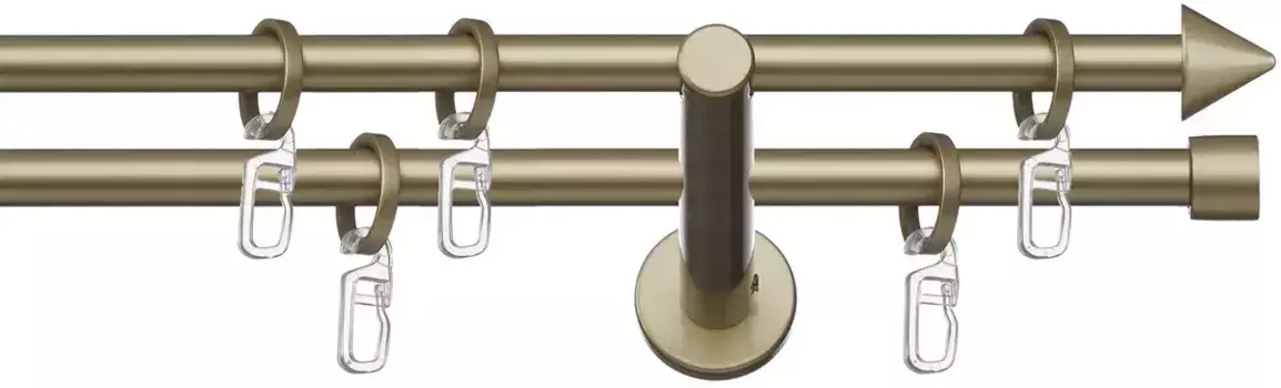 Карниз indeko "Пальма", 2 направляющие, желаемая длина, полный комплект, включая кольца и крепежный материал 200 см, 12 мм, цвет goldfarben/messingfarben