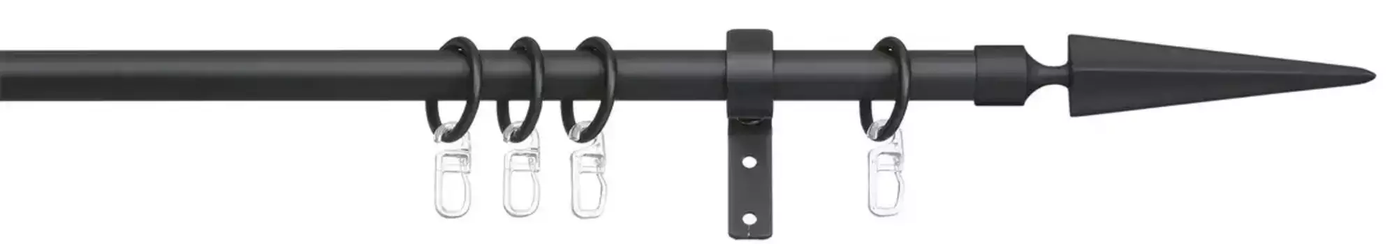 Карниз indeko "Парма", 1 направляющая, фиксированного размера, полный комплект, включая кольца и крепежный материал 160 см, 16мм, черный