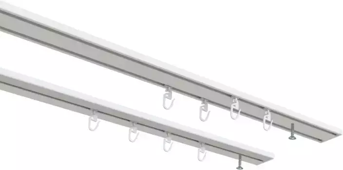 Карниз Indeko "перенавеска", 2 направляющие, внутренняя направляющая от 1 до 4 направляющих, желаемая длина 310 см, белый