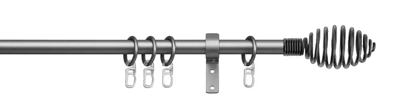 Карниз indeko "Pisa", 1 направляющая, фиксированного размера, полный комплект, включая кольца и крепежный материал 200 см, 16мм, цвет silberfarben