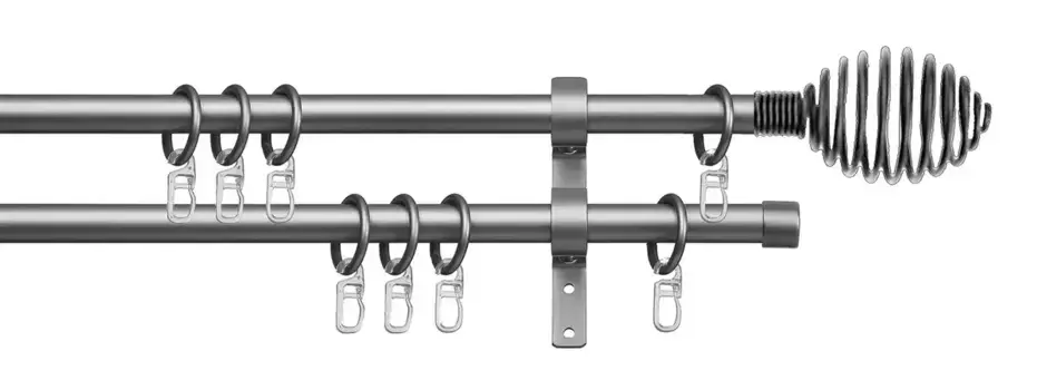 Карниз indeko "Pisa", 2 направляющие, фиксированного размера, полный комплект, включая кольца и крепежный материал 160 см, 16мм, цвет silberfarben