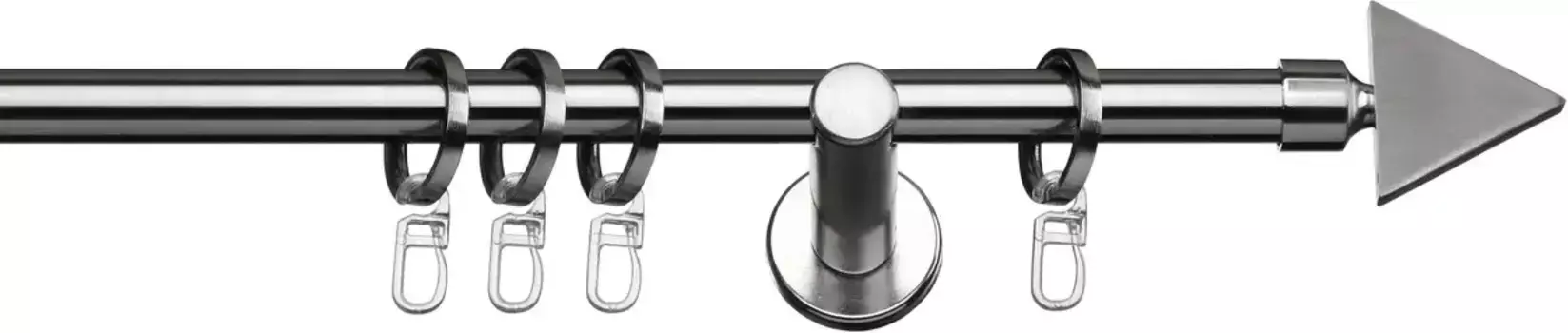 Карниз indeko "Призма", 1 направляющая, фиксированного размера, полный комплект, включая кольца и крепежный материал 200 см, 16мм, цвет edelstahlfarben/silberfarben
