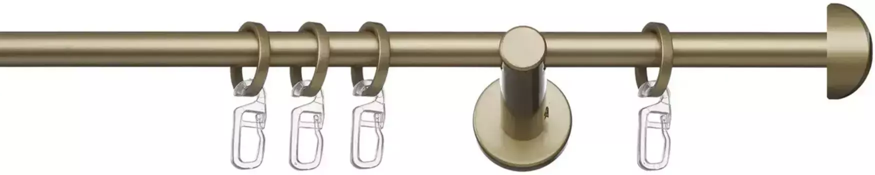 Карниз indeko "Soller", 1 направляющая, фиксированного размера, полный комплект, включая кольца и крепежный материал 200 см, 12 мм, цвет goldfarben/messingfarben