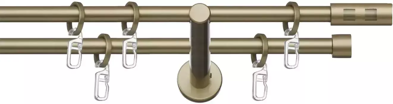 Карниз indeko "Тенерифе", 2 направляющие, фиксированного размера, полный комплект, включая кольца и крепежный материал 120 см, 12 мм, цвет goldfarben/messingfarben