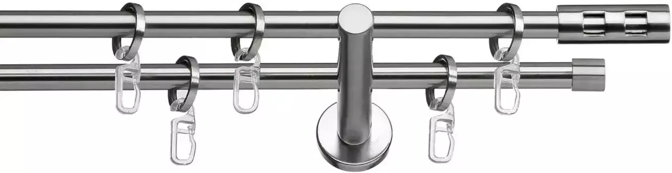 Карниз indeko "Тенерифе", 2 направляющие, фиксированного размера, полный комплект, включая кольца и крепежный материал 160 см, 12 мм, цвет edelstahlfarben/silberfarben