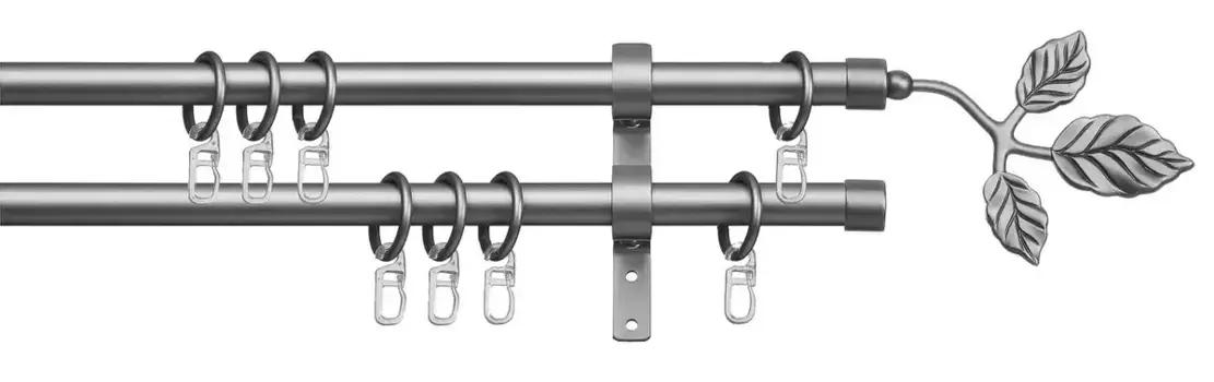 Карниз indeko "Тоскана", 2 направляющие, фиксированный размер, полный комплект, включая кольца и крепежный материал 160 см, 16мм, цвет silberfarben
