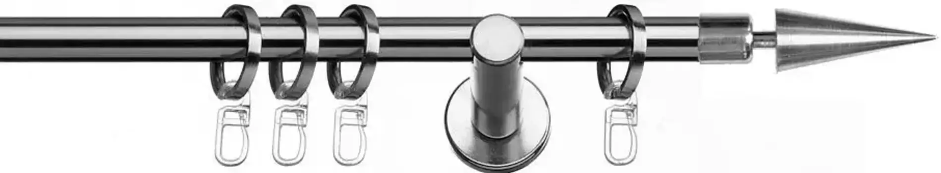 Карниз indeko "Vevey", 1 направляющая, фиксированного размера, полный комплект, включая кольца и крепежный материал 200 см, 16мм, цвет edelstahlfarben