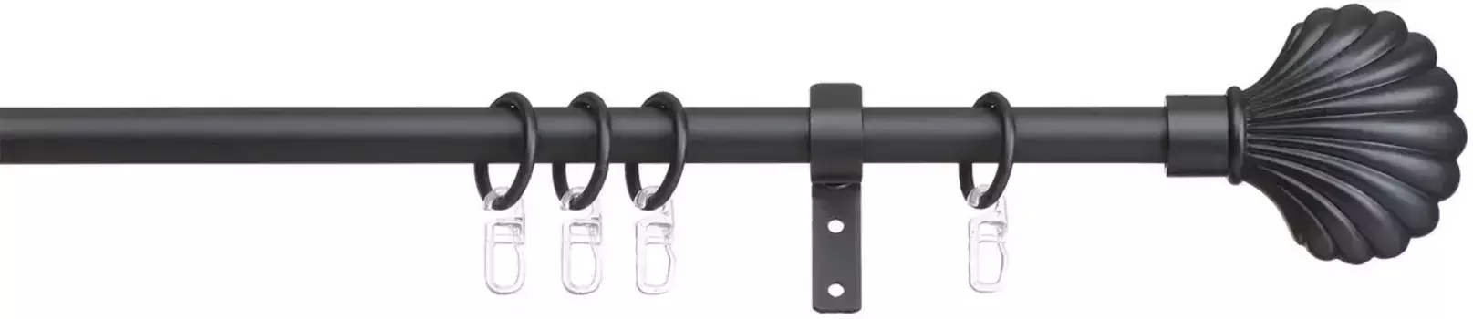 Карниз indeko "Volterra", 1 направляющая, фиксированного размера, полный комплект, включая кольца и крепежный материал 160 см, 16мм, черный