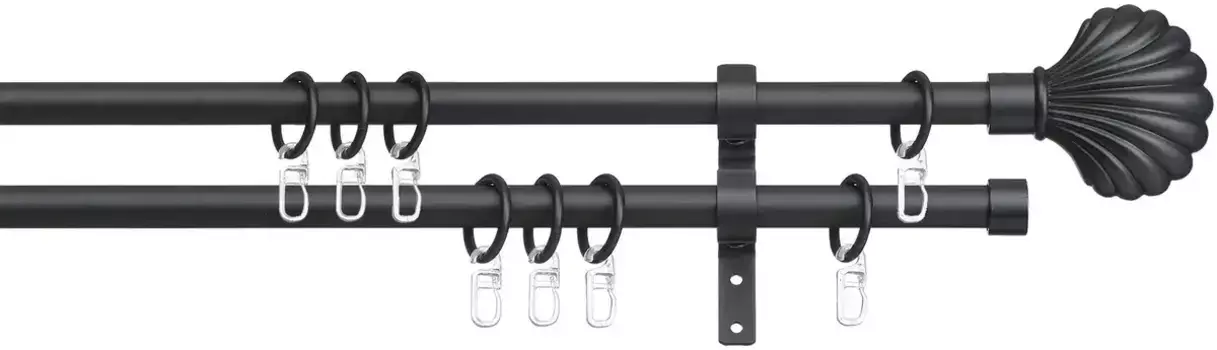Карниз indeko "Volterra", 2 направляющие, фиксированного размера, полный комплект, включая кольца и крепежный материал 160 см, 16мм, черный