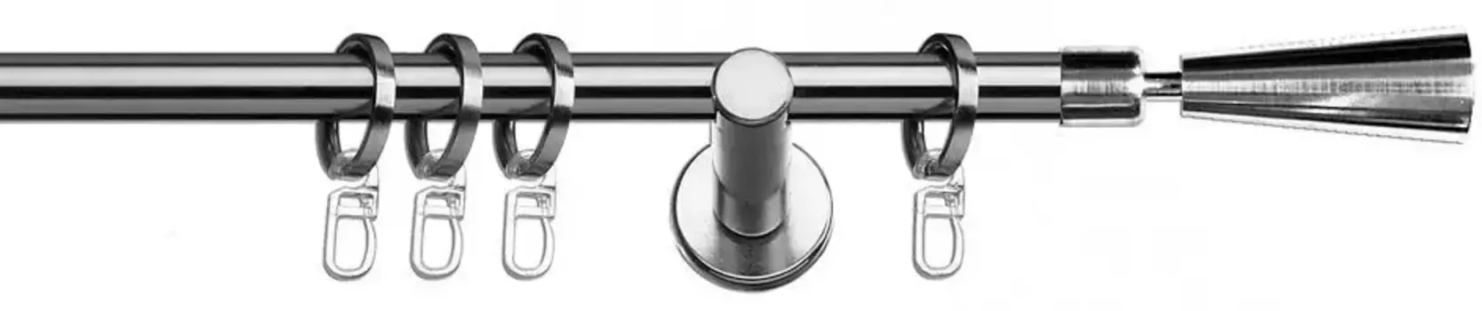Карниз indeko "Женева", 1 направляющая, фиксированного размера, полный комплект, включая кольца и крепежный материал 120 см, 16мм, цвет edelstahlfarben