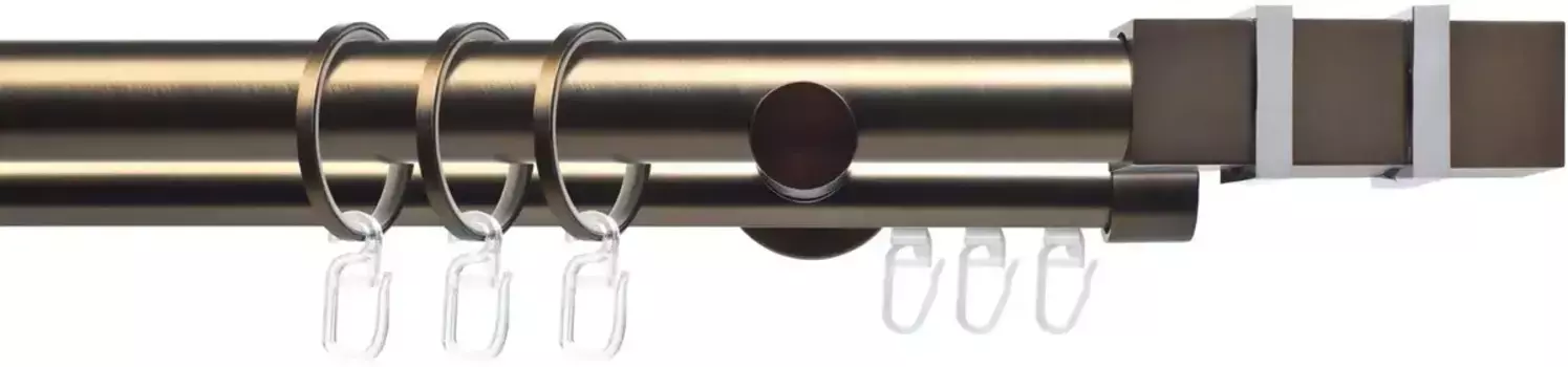 Карниз Liedeco "CELQUADE02SG2L", 2 направляющих, фиксированного размера, 2 направляющих фиксированного размера 25/20 мм 120 см, 25 мм, цвет bronzefarben