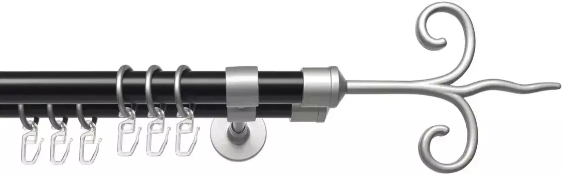 Карниз Liedeco "Диана", 2-х направляющий, фиксированного размера 200 см, 20 мм, цвет schwarz-silber