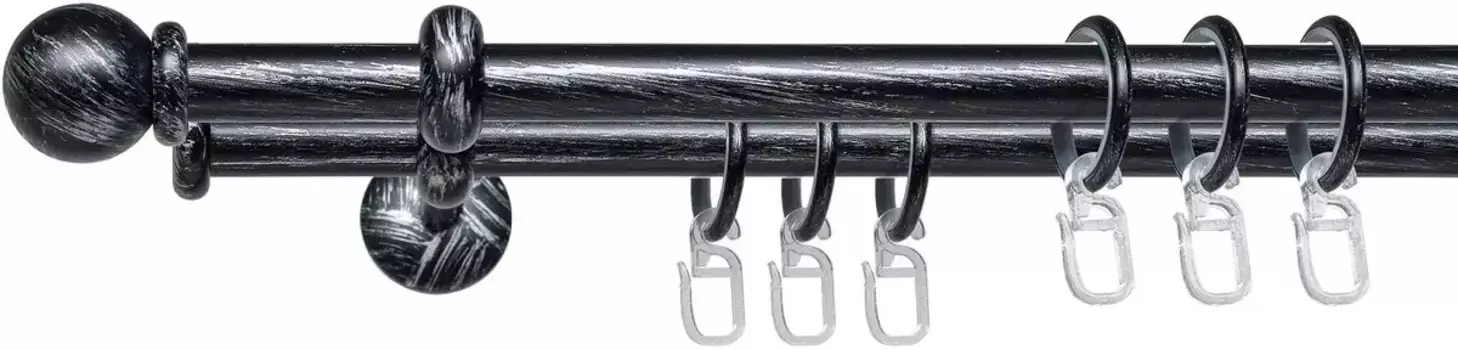 Карниз Liedeco "Esp Kugel", 2-полосный, фиксированного размера, 2-полосный фиксированного размера 16 мм 240 см, 16мм, цвет schwarz-silber