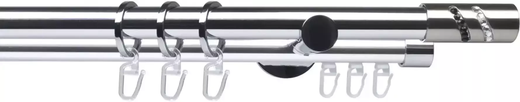 Карниз Liedeco "Готовый комплект 20 мм Piano Boston", 2 направляющие, фиксированный размер, карниз в сборе 240 см, 20 мм, цвет chromfarben